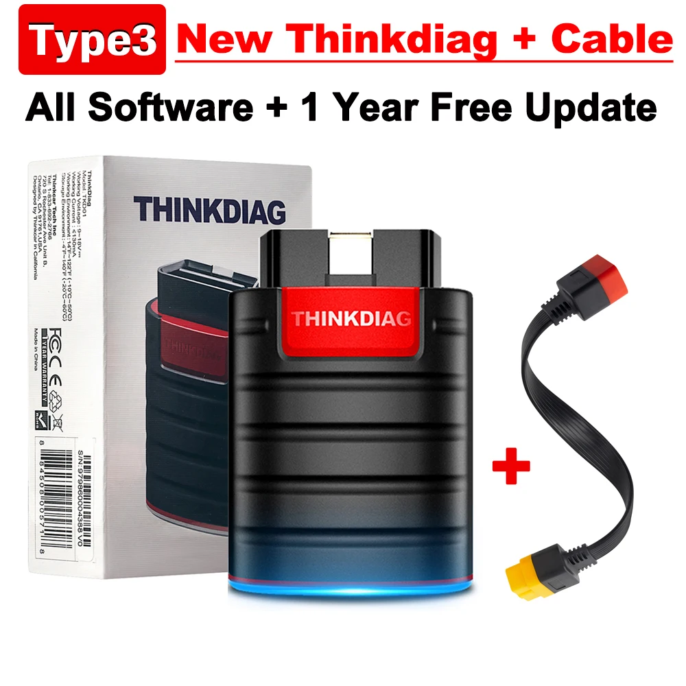 Thinkdiag 2 All System Full software OBD2 Diagnostic Scanner with CAN-FD Protocol for iOS&Android AutoVIN Active Test Scan Tool small car inspection equipment Code Readers & Scanning Tools