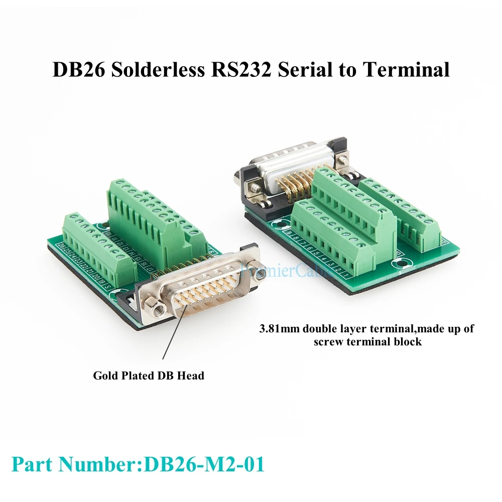 DB26 남성형 터미널 블록 머시닝 D-SUB 26핀 시리얼-무납땜 나사식 브레이크아웃 PCB 보드 신호 모듈 (산업용)