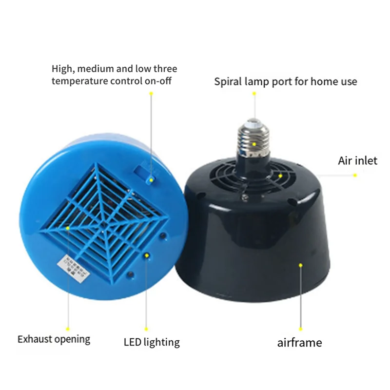 1 Piece Insulation Lamp Heating Lamp Warm Air Smart Constant Temperature For Pets Brooding (Black)