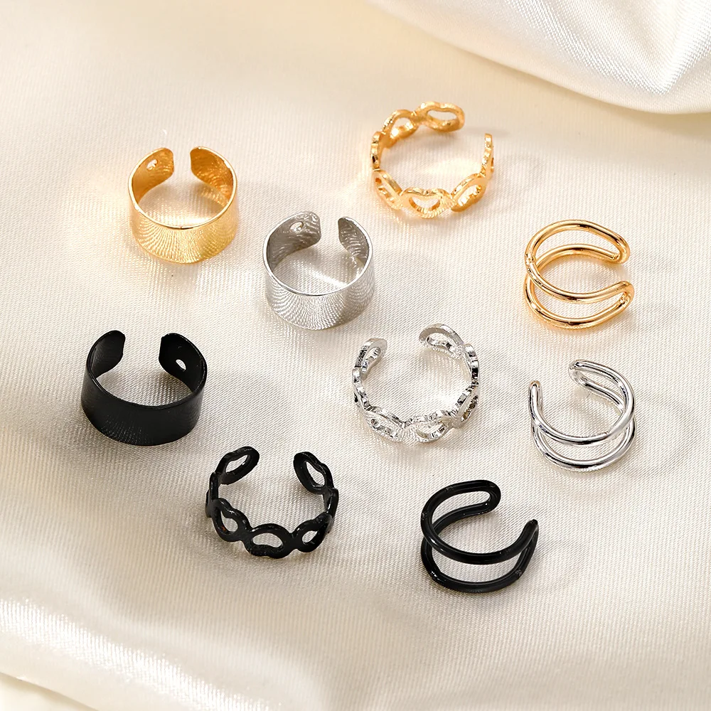 Ear Clip Earrings Women Ear Cuff Punk Style Personality Clip Earrings Set Gold Color Non-Piercing Ear Clips Fake Cartilage Earrings New Year Gifts ear clip earrings clip earrings ear clip