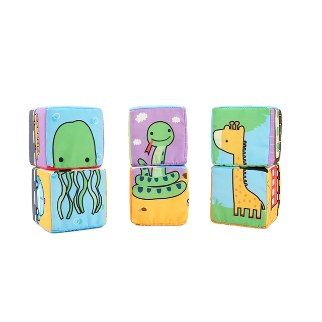 Jollybaby Cartoon Puzzle Blocks Fabric Soft Education 6 Pcs Gift Set Toy for Newborn Babies Brain Enlightenment Number Counting 5