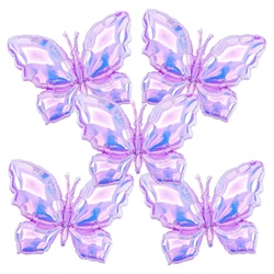 5 - Piece Iridescent Butterfly Balloon Set for Birthday Party Decorations (5pcs Purple)