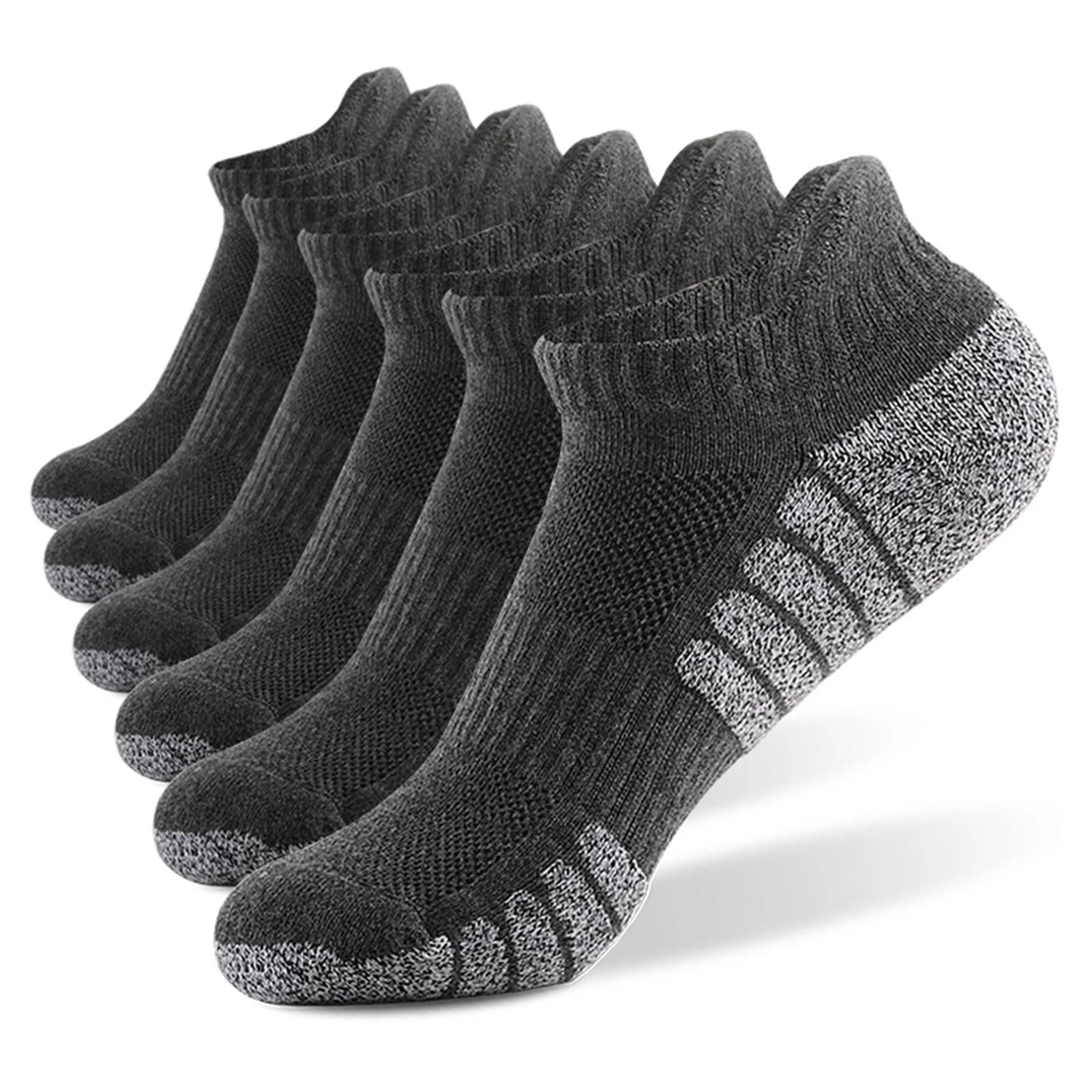 6 Pairs Sports Ankle Socks Athletic Low-cut Thick Knit Autumn Winter Outdoor Quick Dry Anti-skid No-Show For Running Cycling