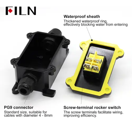 FILN 30A 12V 24V 220V Waterproof Inline Toggle Switch with LED IP65 Sealed Outdoor Box Inline Cord Rocker Switch Power - Image 4
