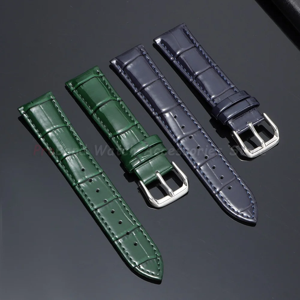 Premium Shiny Leather Watch Strap Replacement Bracelet