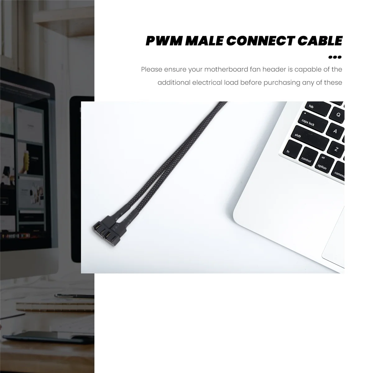 HOT 1 to 2 Way Braided Cable Y Splitter 3/4 Pin PWM Male Connector Fan Computer PC Fan Extension Adapter Cable