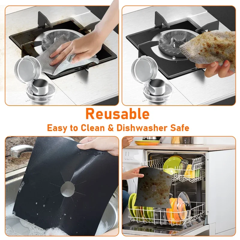 4/8pc stove protector cover liner gas stove protector gas stovetop burner kitchen accessories mat cooker cover gas stove protector
