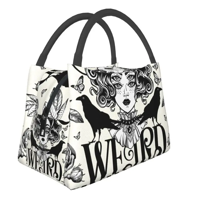 

Stay Weird Thermal Insulated Lunch Bag Women Halloween Witch Portable Lunch Tote for Outdoor Picnic Storage Meal Food Box