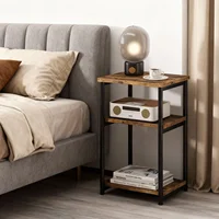 Table d'appoint étroite à 3 niveaux avec étagère de rangement, tables de chevet en bois avec cadre en métal, Table d'appoint de canapé pour chambre à coucher et salon 5