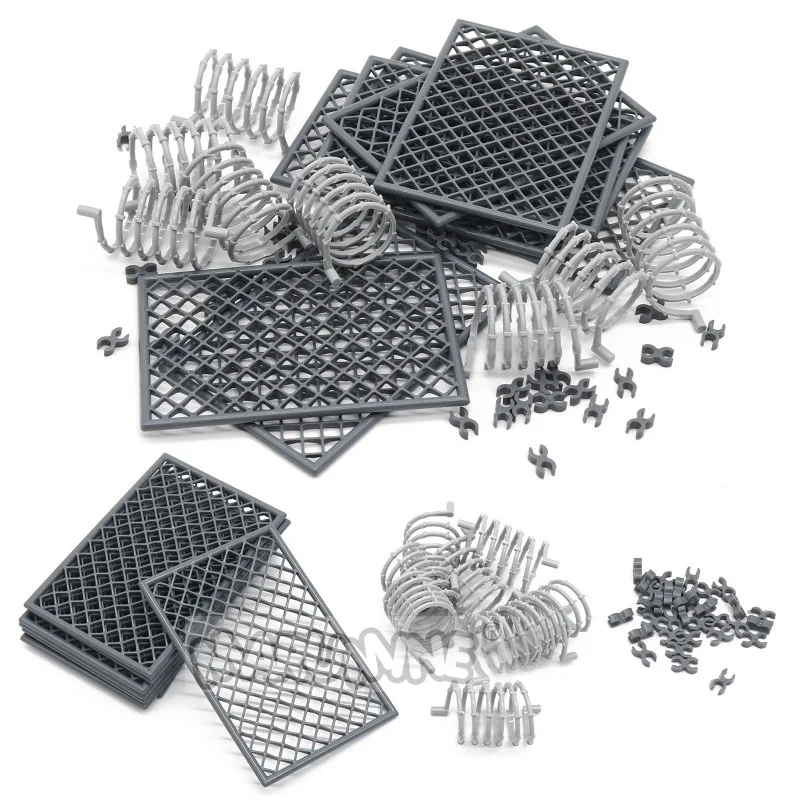 MARUMINE 60PCS MOC Military Building Blocks Penitentiary Set Police Bricks Accessories Protective Net Wire Mesh Wall Isolation