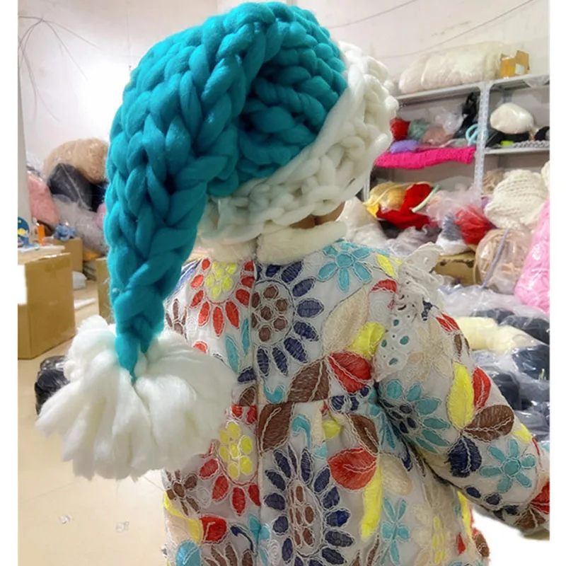 Crochet Knitted Christmas Hats Winter Warm Hat Christmas Decoration New Year Festive Party Supplies Santa Claus Hat Gifts