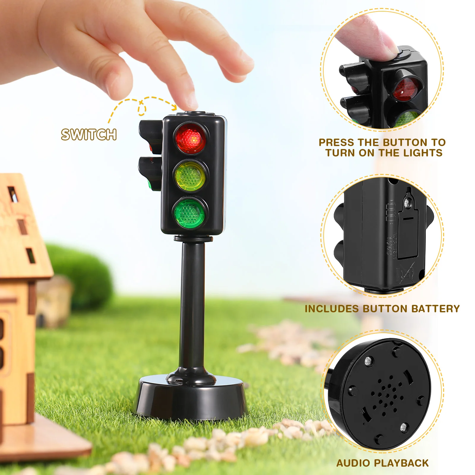 2 Pcs Traffic Toys for Kids Mini Set Toddler Lamp Light Model Ornament Road Child Train Miniature 3