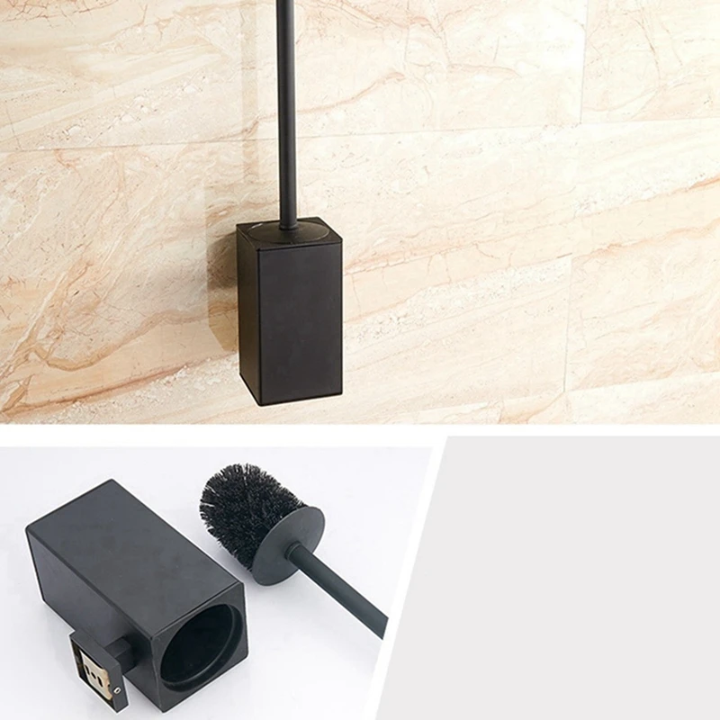 

3X Stainless Steel Toilet Brush Black Bathroom Cleaning Brush Holder With Toilet Brush Wall Mount