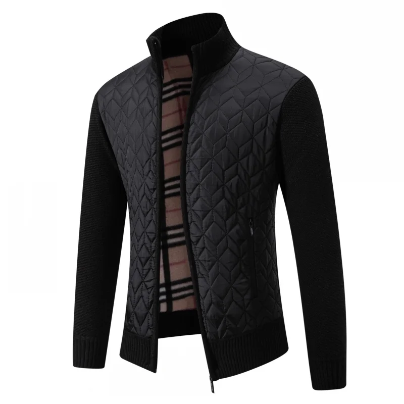 Men's Autumn and Winter Plus Stand-up Collar Zipper Knitted Cardigan Men's Colorful Jacket Trendy Fashion Warm Sweater Jacket 4