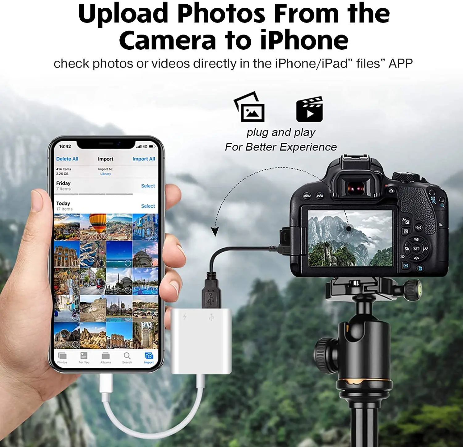 USB 카메라 어댑터 OTG 어댑터, 충전 USB 카메라 어댑터, 아이폰 USB 플래시 드라이브 카드 리더기
