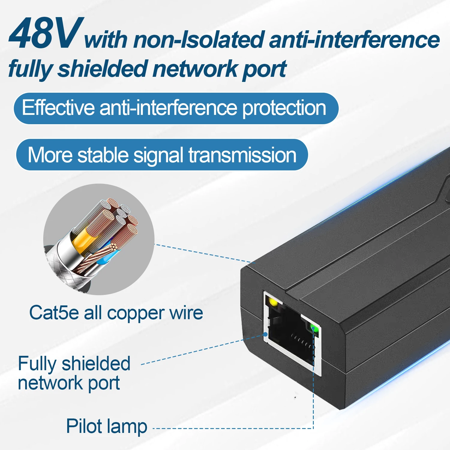 48V to 12V POE Splitter Adapter Active DC Adaptive Separator Cable Supply Module Injector for 100M IP Camera 1.2A 4