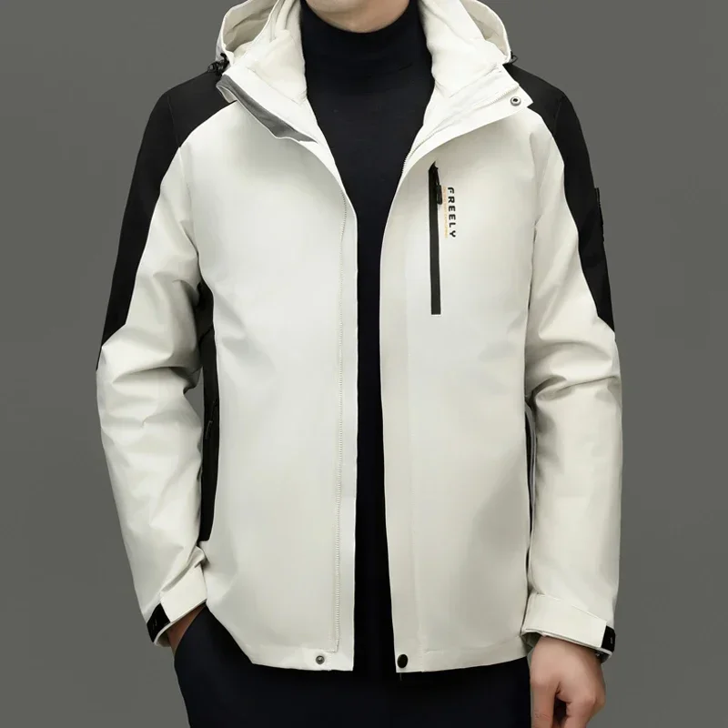 thumbnail image 1 of Chaqueta de hombre de primera calidad, chaqueta para exteriores, tres en uno, forro desmontable, resistente al viento y al agua, chaqueta de montañismo, nuevo producto, 1 of 5