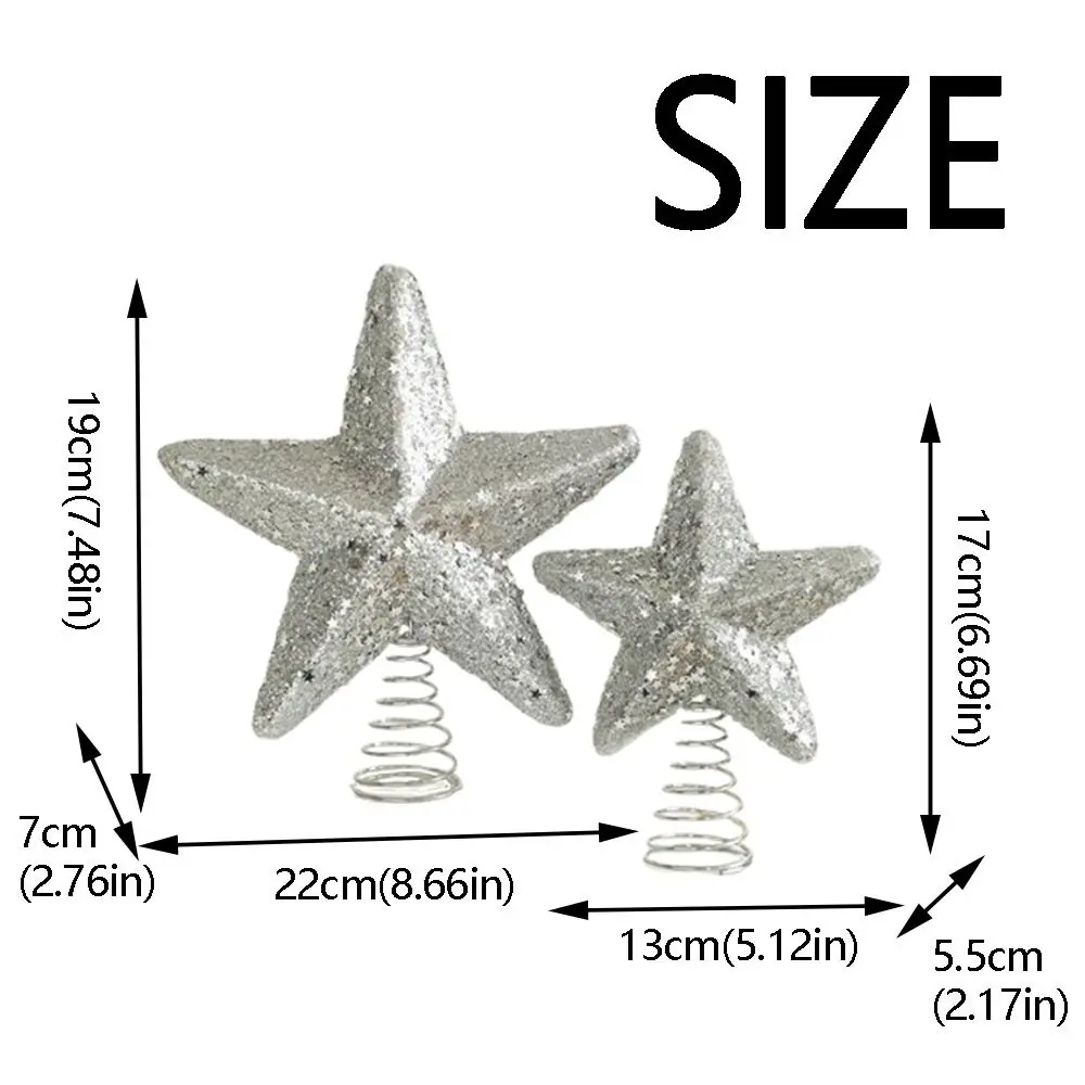 Unique Christmas Tree Topper Decoration Shiny Gold Silver Sparkle Xmas Tree Ornament Sequin Star Wireless Installation