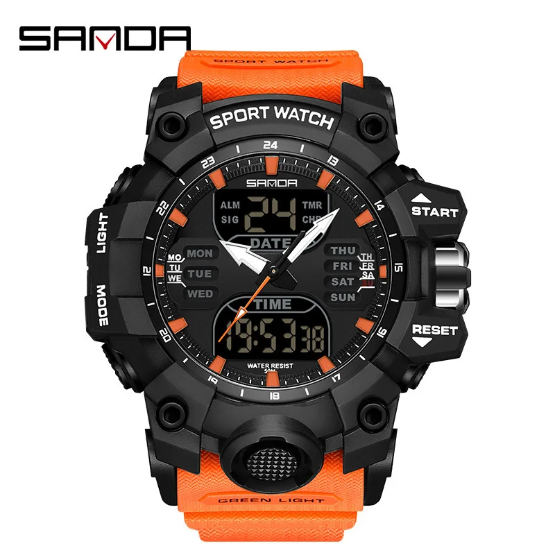 

SANDA 6126 Brand Men Sports Waterproof LED Digital Electronic Wrist Watches Watch Military Wristwatch Relogio Masculino