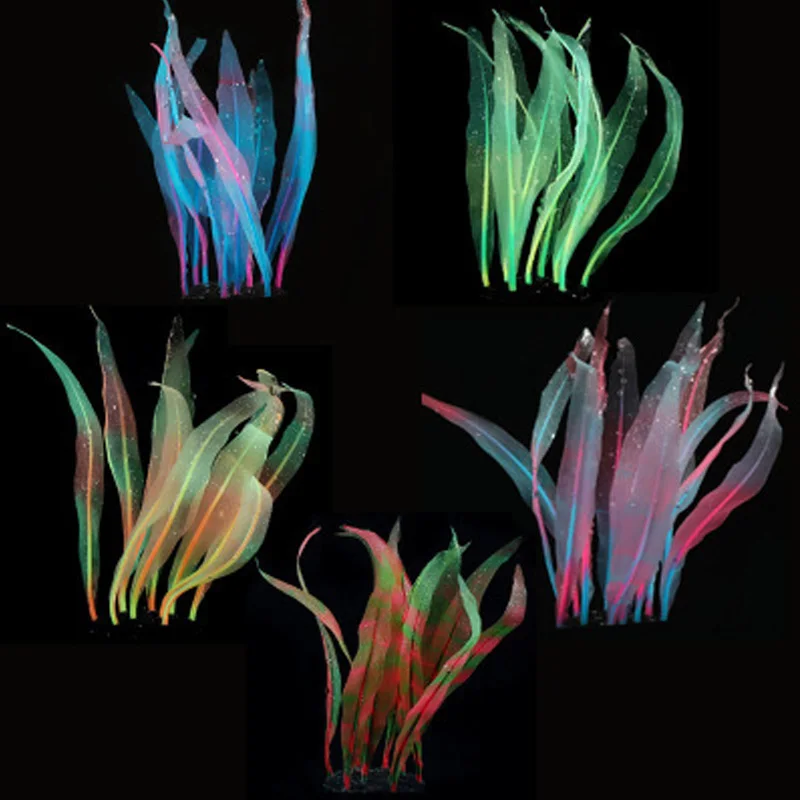 18-25cm Aquarium Decoration Plants Simulation Artificial Water Grass Fish Tank Decor Silicone Kelp Ornament Aquarium Accessories