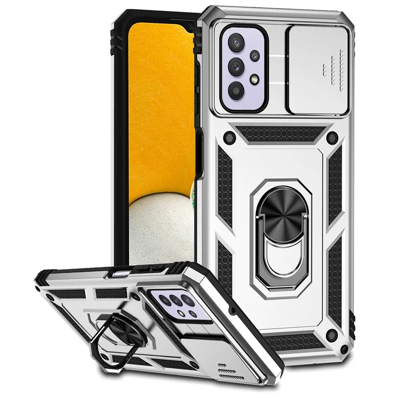 5G Armor Shockproof Case with Slide Lens Cover & Magnetic Car Holder Ring