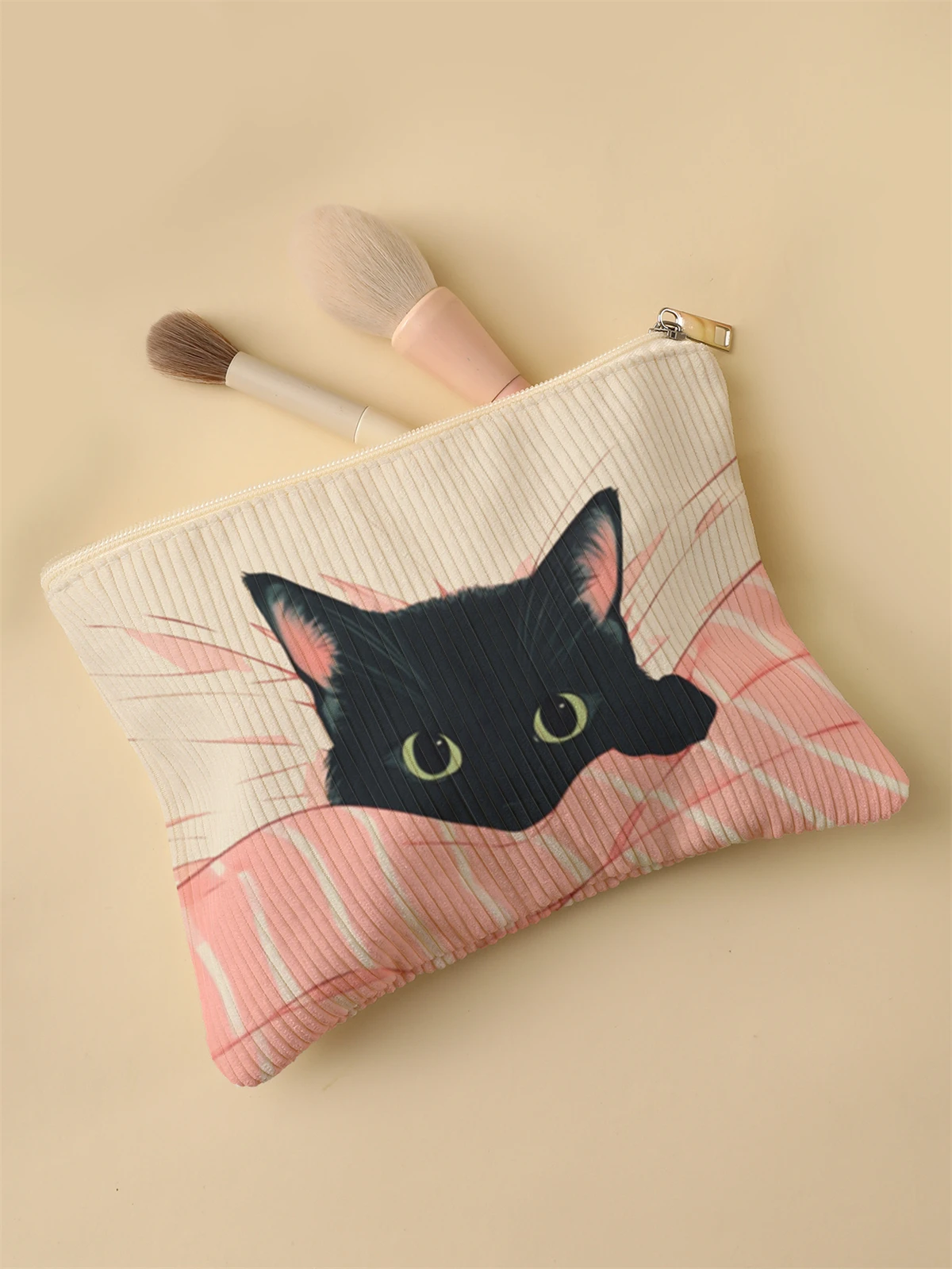 Corduroy Travel Cosmetic Bag Portable Makeup Storage Bag Purses Women Large Capacity Zipper Make Up Organizer Storage Clutch