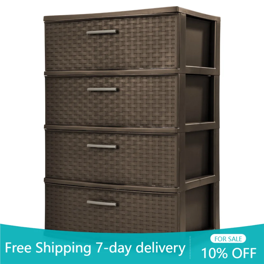 

4 Drawer Wide Weave Tower Espresso Opaque Drawers Keep Contents Concealed and Clutter Controlled