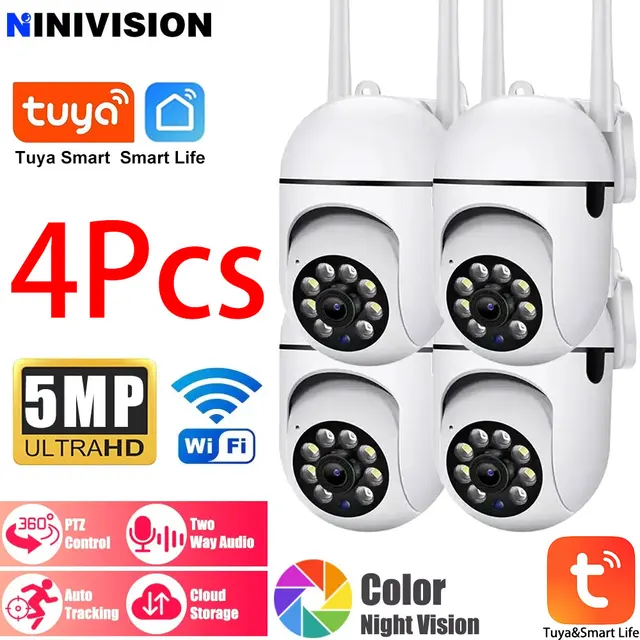 Tuya 5MP Wifi caméra intérieure 360 PTZ animal de compagnie bébé moniteur IR Vision nocturne Ai détecter P2P Surveillance caméras IP avec Tuya vie intelligente 1