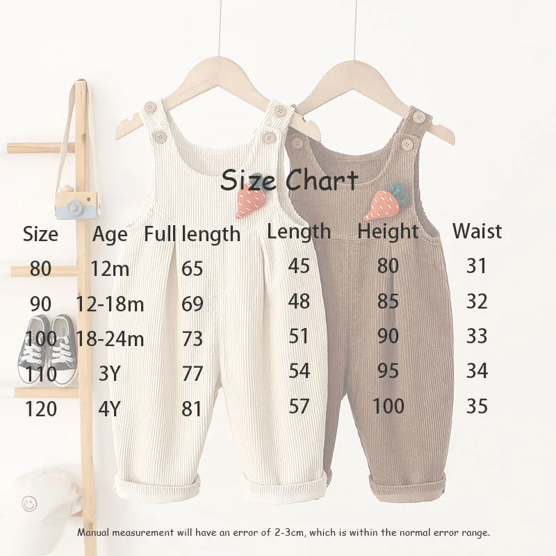 1-4Y Kids Overalls Corduroy Kids Jumpsuits Girls Suspend Pants Carrot Boys Trousers Girls Pants