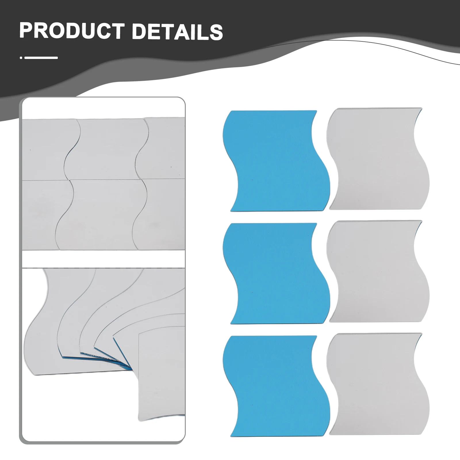 Mirror Tiles Wall Stickers Self Adhesive Acrylic Mirror Wall Stickers Wave Shapes Bedroom Bathroom Arts Decals Home Decor 6PCS Wall Stickers