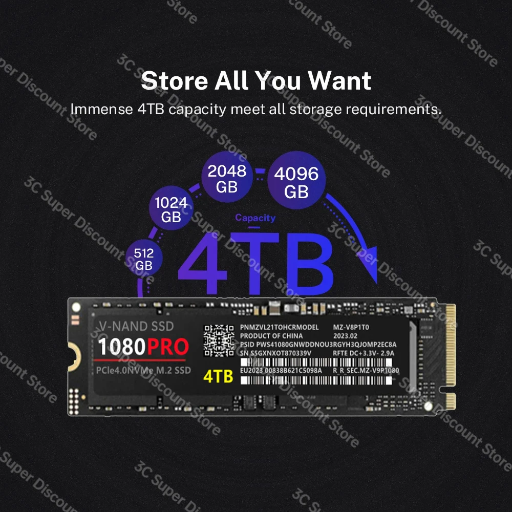 1080 PRO  Ʈ SSD -NGFF  귣 M2 2280 PCIe 4.0 NVME б 13000 MB/S ָ Ʈ ϵ ũ, ũž, PC, PS5 ƮϿ