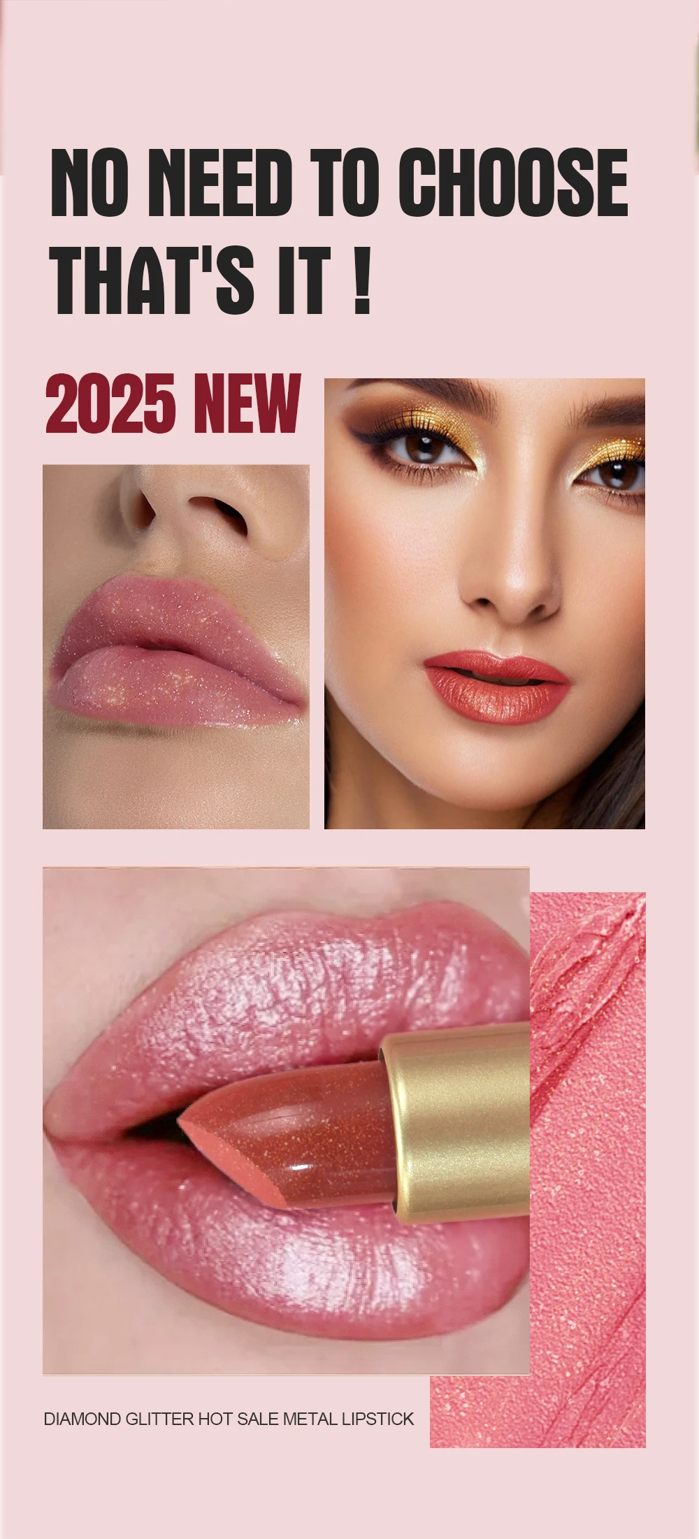 Brown Pearlescent Lipstick Waterproof Glitter Metallic Lip Gloss_voghion.com