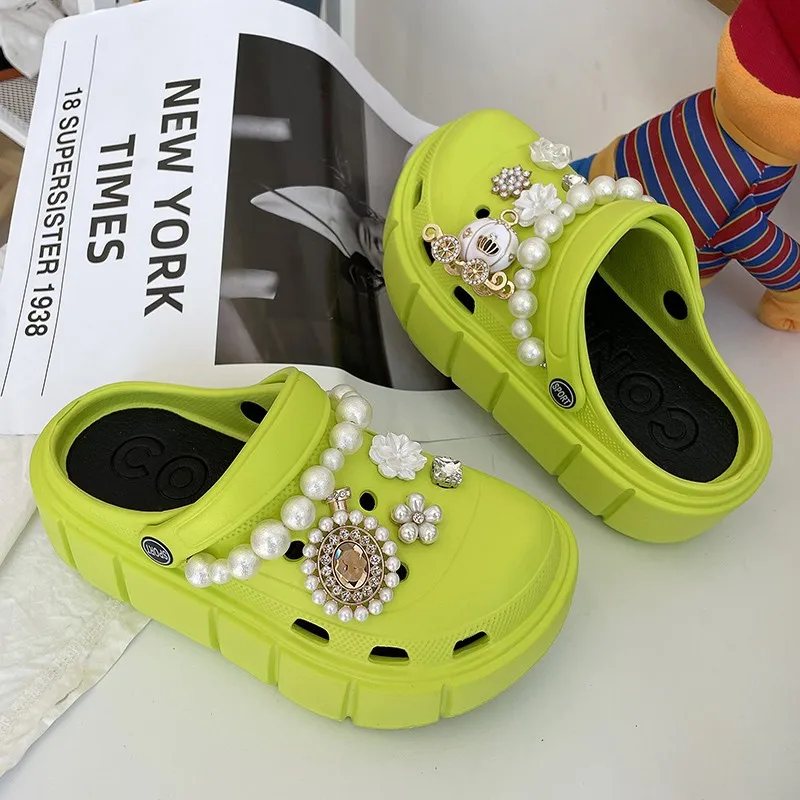 Mo Dou Fashion Charms Clog Shoes Outdoor Women Slippers Thick Sole High  Quality Summer Sandals For Girls Street Shoes Non Slip