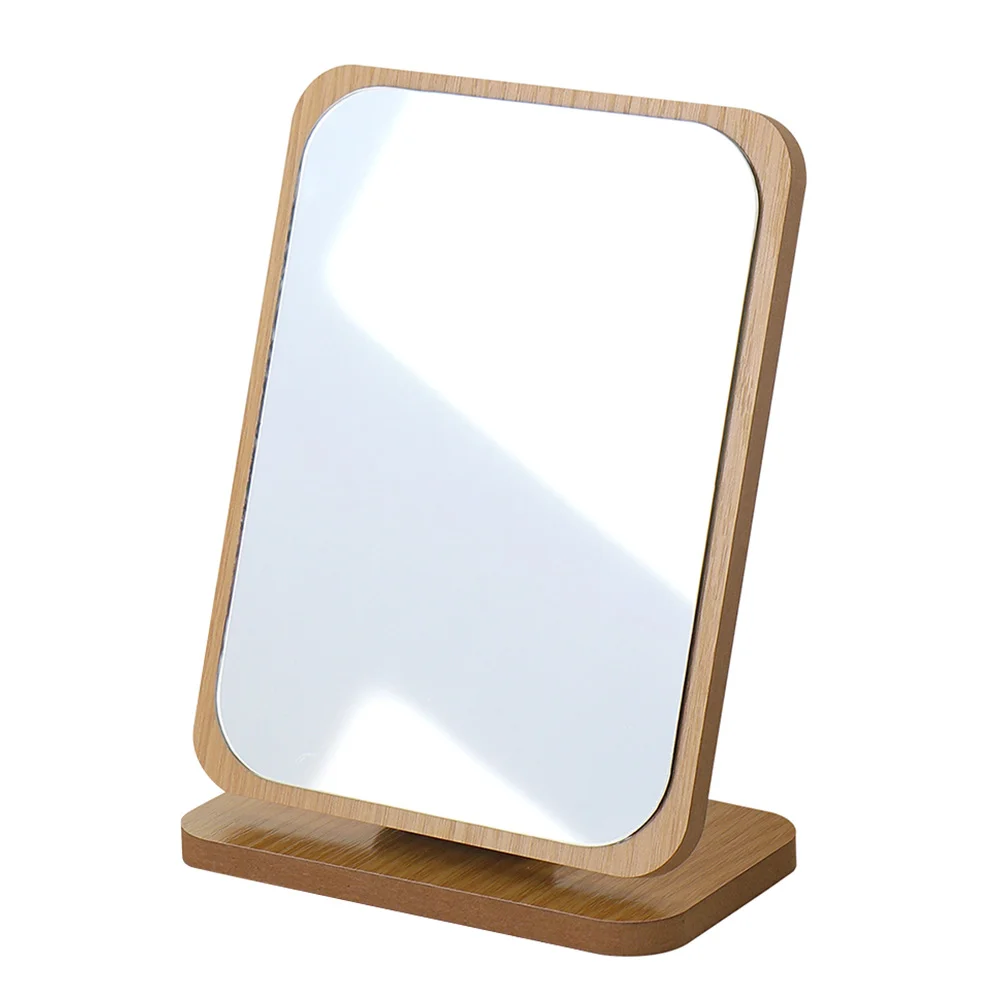 

Vanity Mirror Wooden Table Stylish Makeup Mirrors Folding Arched Tabletop Movable Desktop