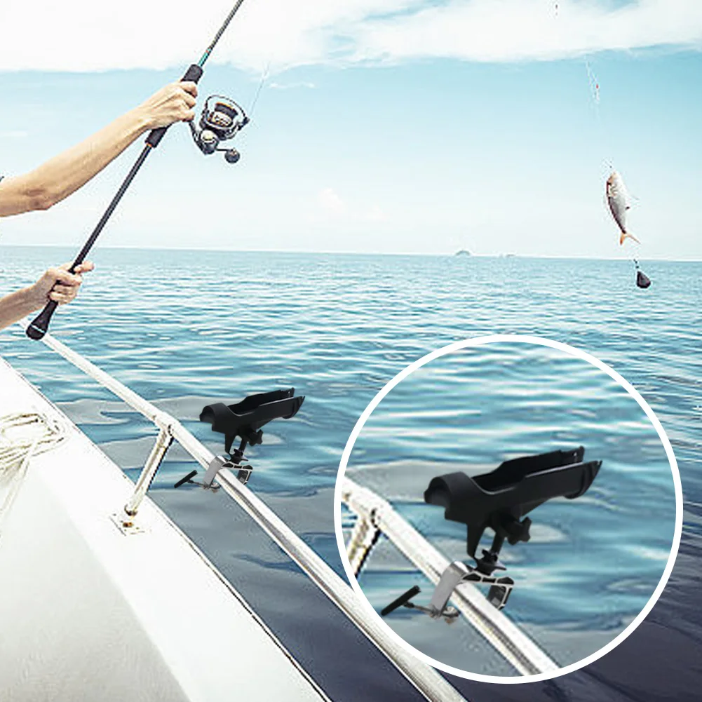 Fishing Rod Holder 360 Degree Adjustable Pole Stand Rack with Large Clamp Opening Rod Bracket for Fishing Kayak Boat Accessories