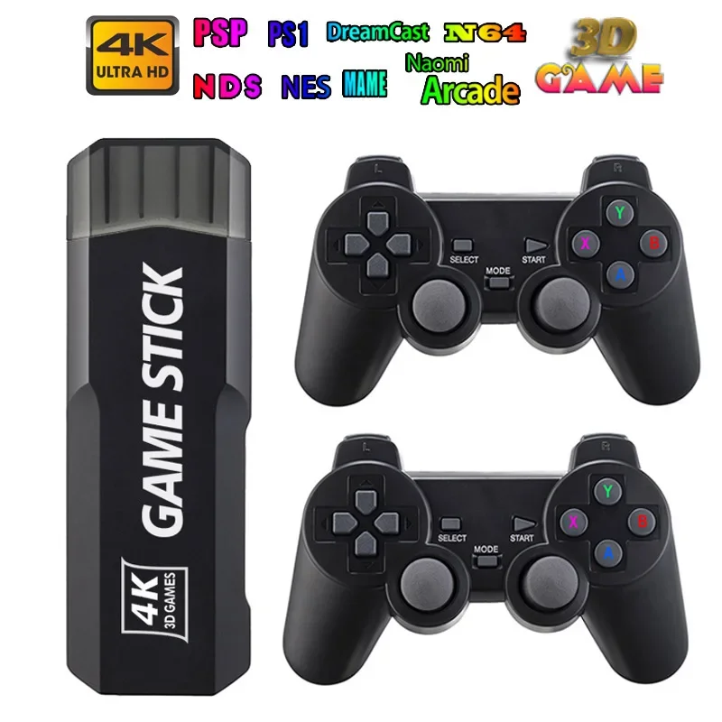 

Video Game Console 2.4G Double Wireless Controller Game Stick 4K 15000 Games 128 32GB Retro Games for PS1/GBA Boy Christmas Gift