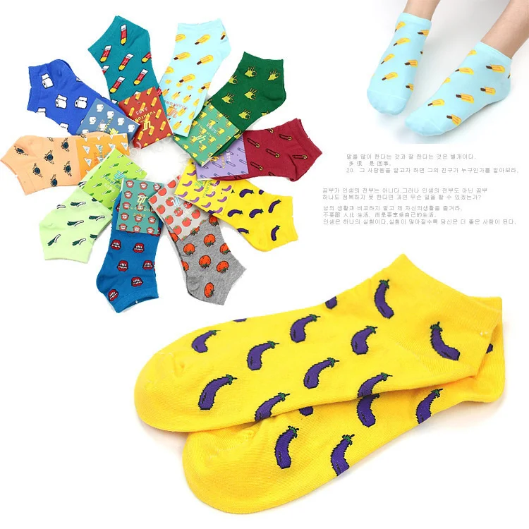 Description Picture 2 of itemNew Cute 11 fruit color love candy color cotton sock summer style women's socks women's thin sock slippers 1pair=2pcs ws186
