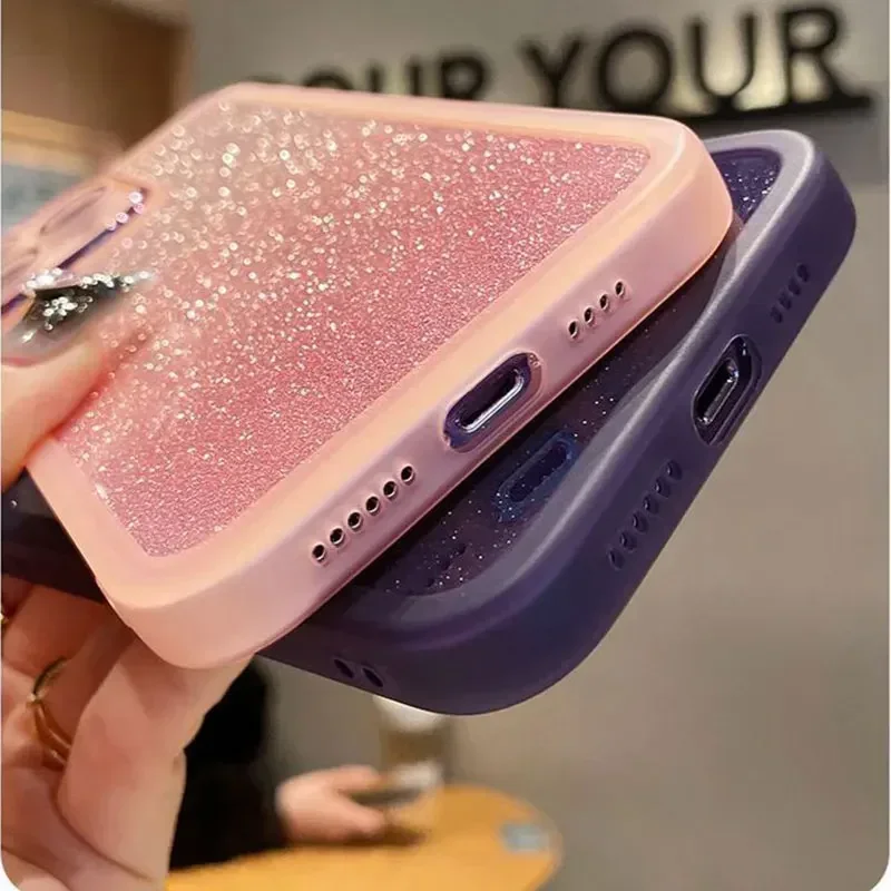 Luxury Sparkling Transparent Soft Case with Camera Protection and Anti-Drop Cushioning