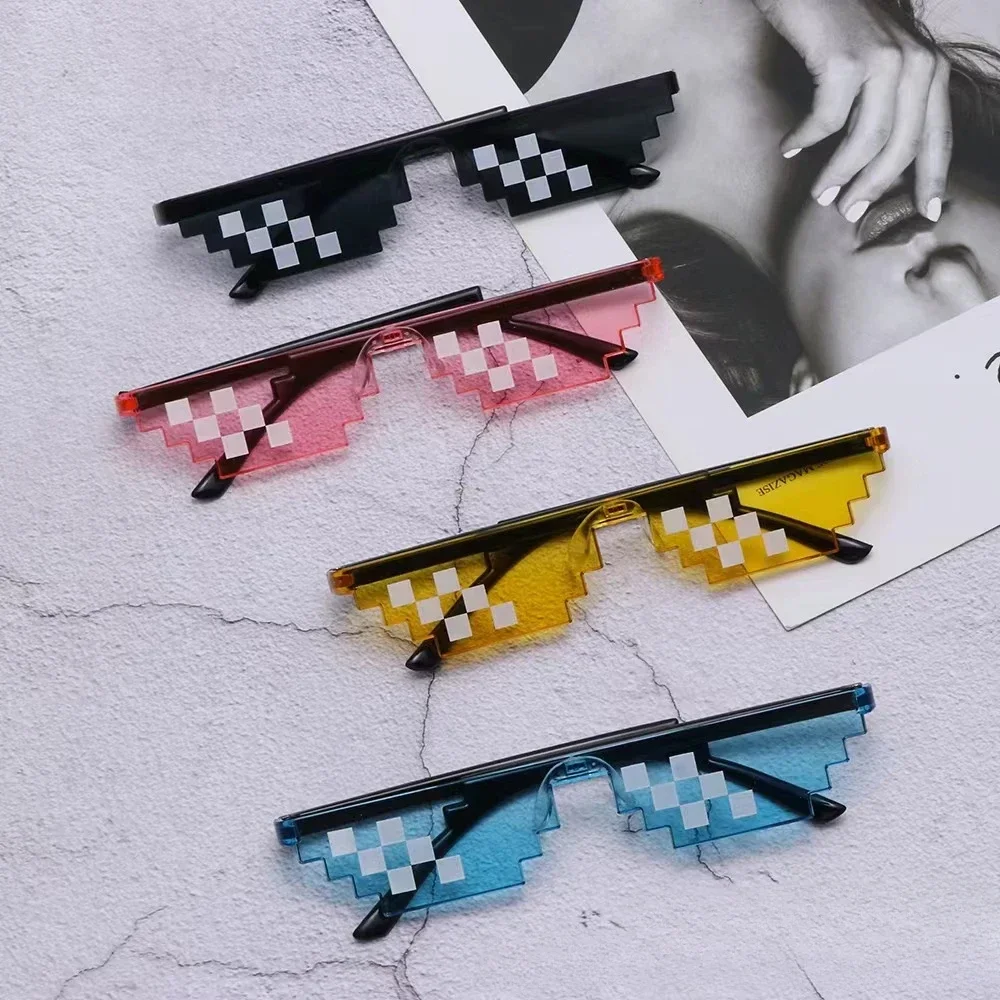 Funny Sunglasses NEW Design Funny Mosaic Sunglasses Thug Life Sun Glasses Pixel Black Retro Gamer Robot Sunglasses Birthday Party Cosplay Favors funny sunglasses,vintage sunglasses,retro round sunglasses