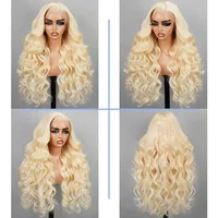 Perruques Lace Frontal HD 13x6 Blond 613, 40 pouces, Densité 180%, Pré-épilées, Perruques Lace Front Blondes 13x4 en Cheveux Humains Ondulés (Body Wave) pour Femmes, Densité 180%, Peuvent être Teintes 4