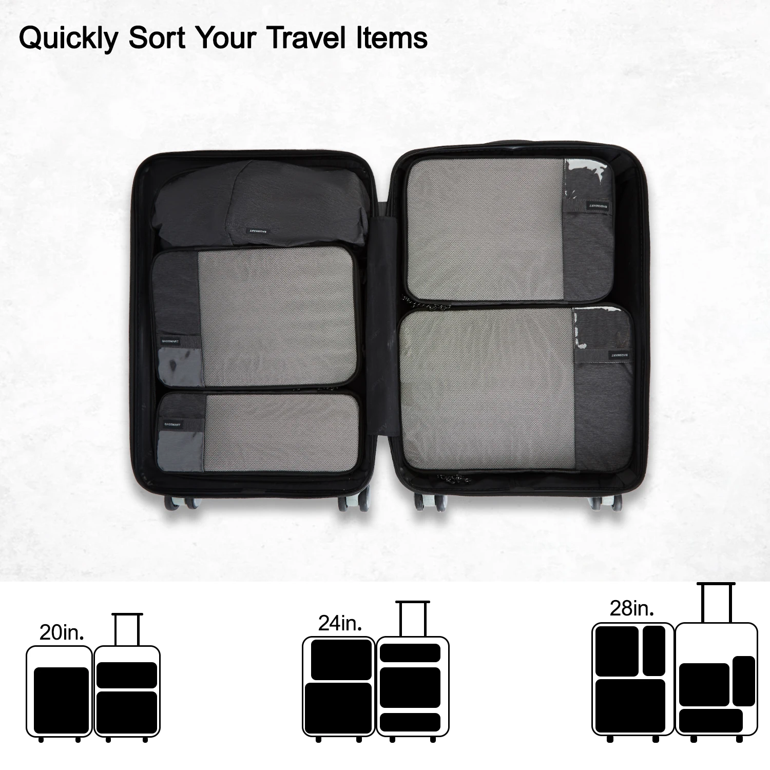 BAGSMART Cubi da imballaggio a compressione Organizzatore di bagagli espandibile da viaggio per uomo Organizzatori di imballaggio per bagagli da trasporto per donna  15
