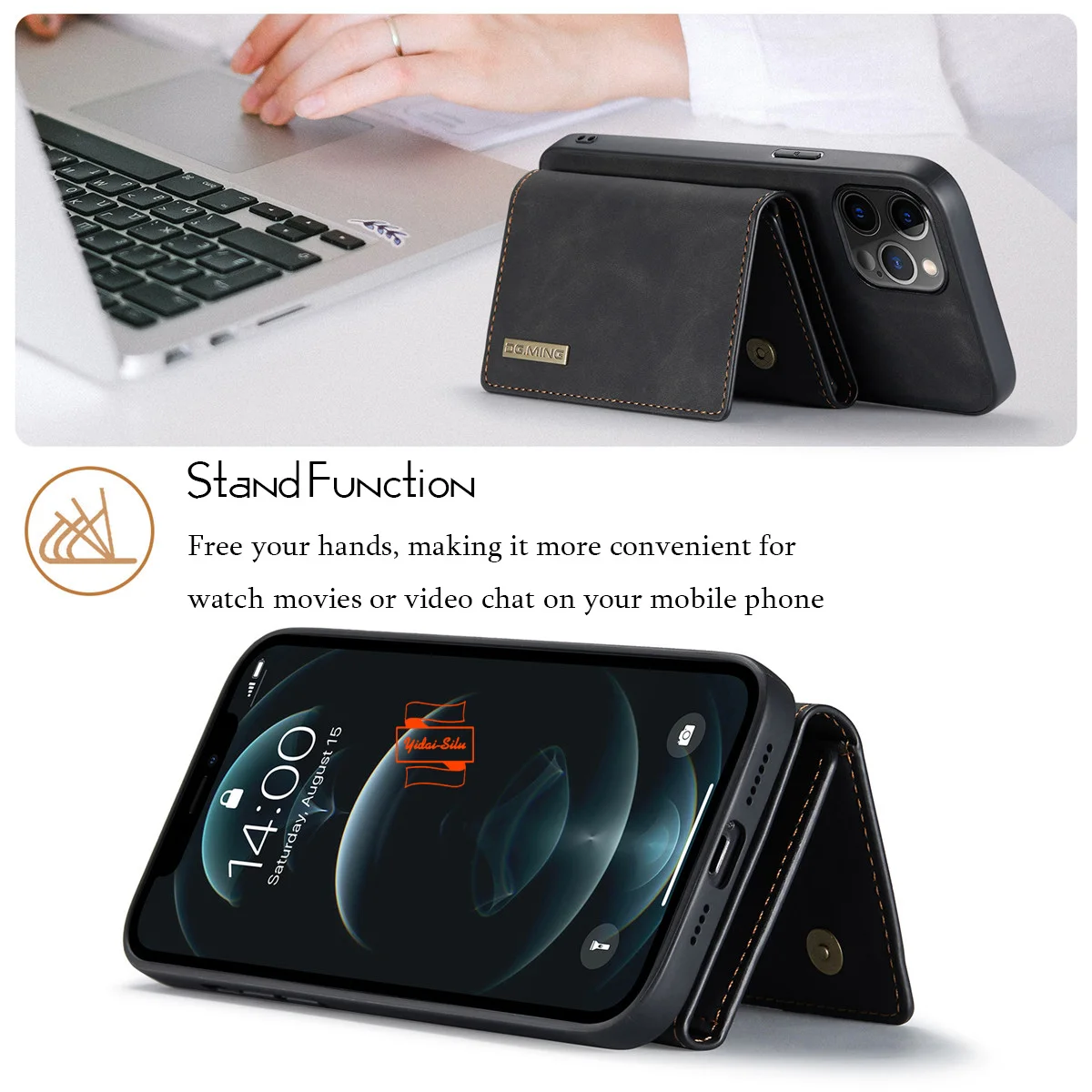Suncase Original - Custodia In Pelle Per IPhone 8/7 Con Funzione Leggio E Porta Carte - Fatta A Mano
