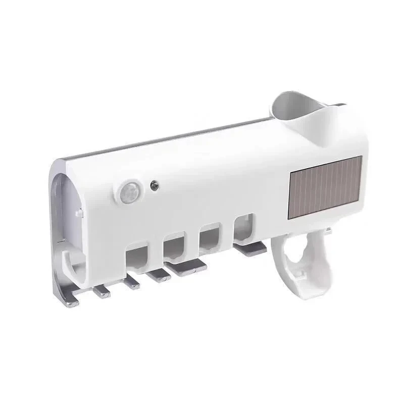 Bathroom Shower Storage Solar Energy UV Light Toothbrush Sterilizer Holder Automatic Toothpaste Squeezers Dispenser for Home