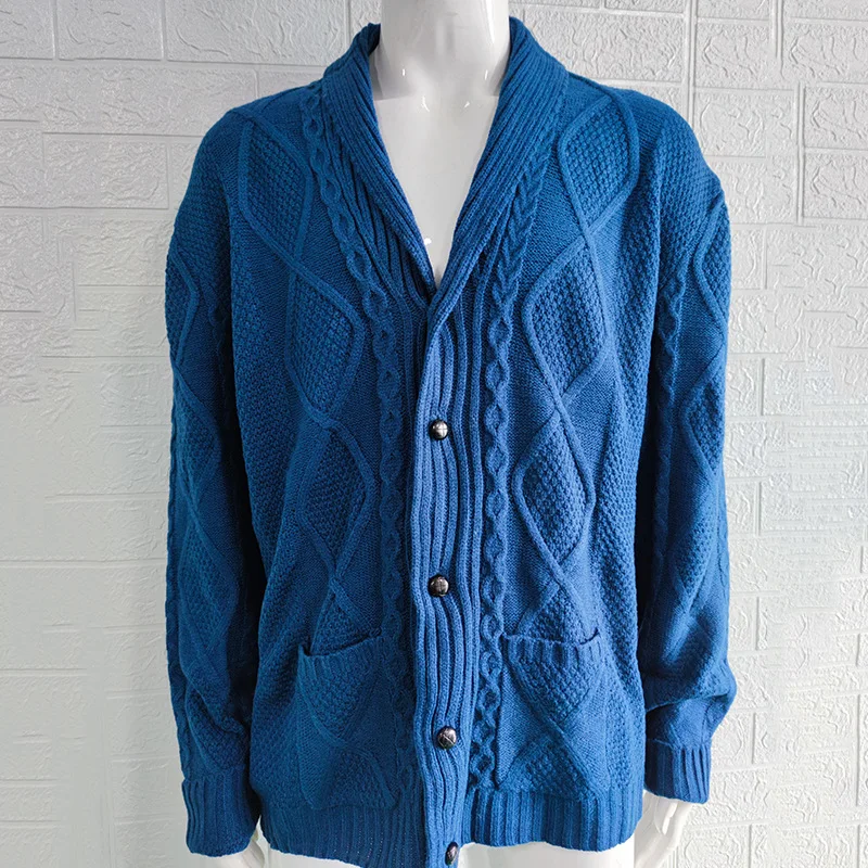 Men's Cardigan Sweater Autumn And Winter New Solid Color Europe And The United States Single-Breasted Casual Large-Size Sweater