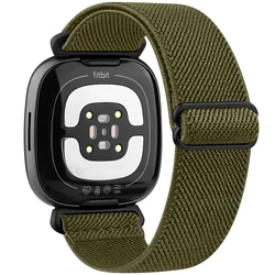 Elastic Nylon Watch Strap Bracelet - Versatile Wristband Replacement - Fitbit Sense (Navy Green)