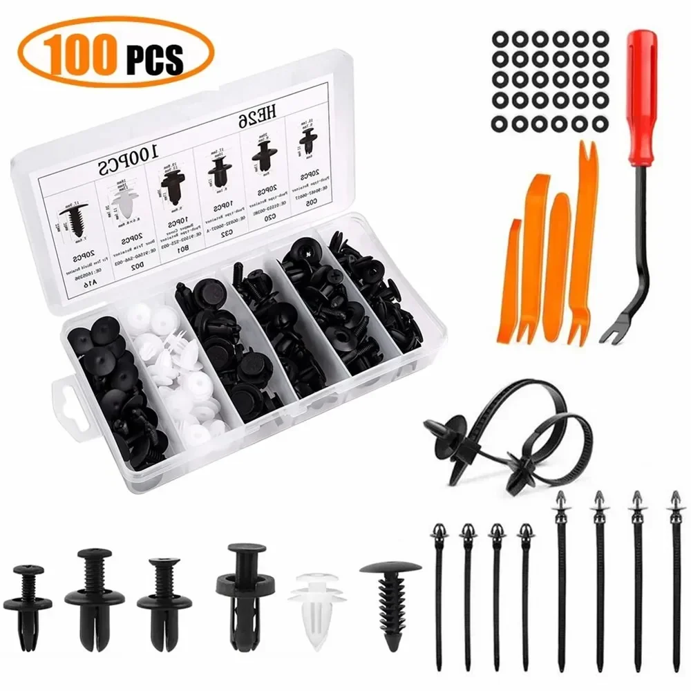 

1Set Car Fastener Clip Plastic Push Fixed Pin Threaded Rivet Clips for Car Door Trim Body Bumper Panel Auto Repair Parts