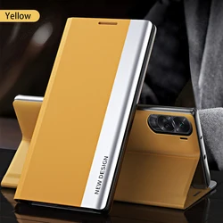 Leather Magnetic Flip Phone Case with Stand Feature for Honor 90 Lite (Yellow)