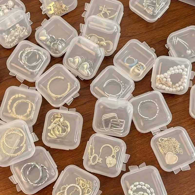 2/4/6PCS Simple plastic transparent mini dustproof jewelry accessories storage box earring necklace bracelet small items 3