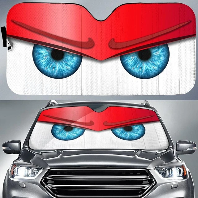 Pare-soleil de voiture rouge drôle, yeux de dessin animé en colère,  accessoires de pare-brise automatiques, cadeau de décoration - AliExpress