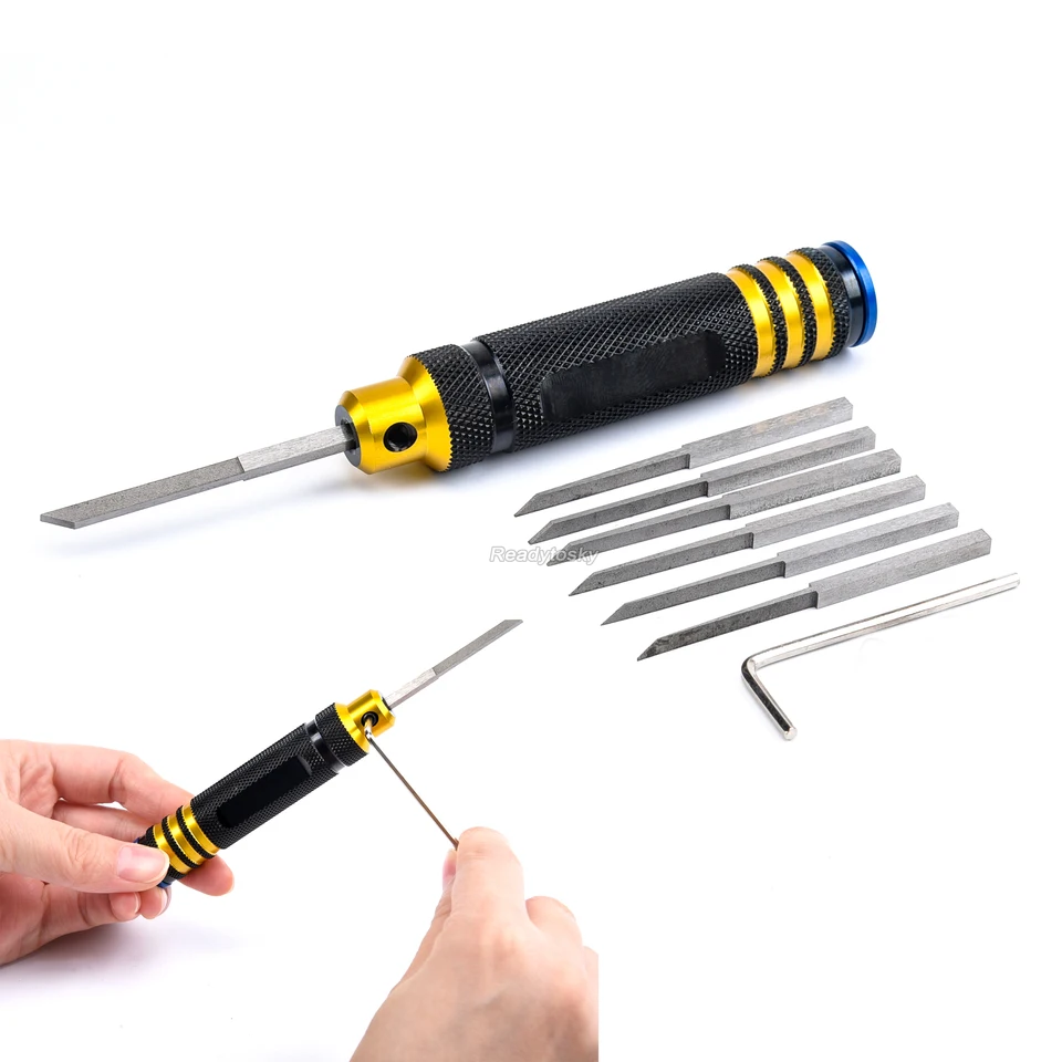 Nuofany Prime Model Scriber Gundam Hars Gesneden Lijn Hobby Snijgereedschap Beitel 7 Mesjes 0,1/0,2/0,4/0,6/0,8/1,0/2,0 mm